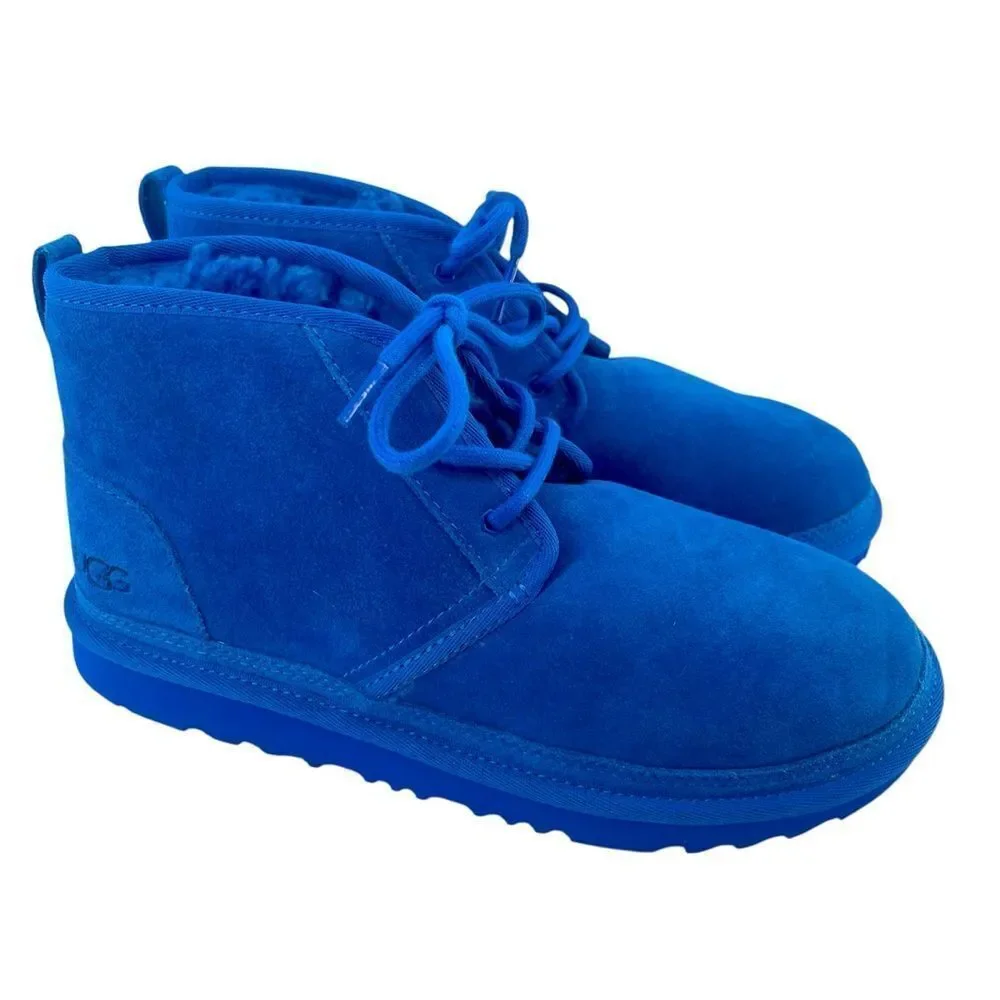 UGG Kids Neumel II Chukka Boots Size 6 Royal Blue Suede Lace-Up 1017320K
